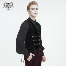 Load image into Gallery viewer, WT07901 Black Gothic velvet striped men's waistcoat