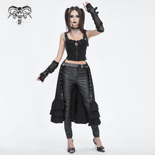 Load image into Gallery viewer, SKT195 Black gauze twill material with ruffles skirt