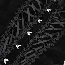 Load image into Gallery viewer, ESKT058 Stand collar ribbon tied steel button velvet dress