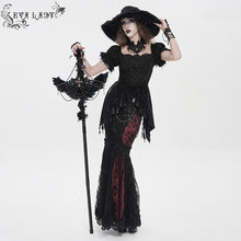 Load image into Gallery viewer, EAS045 Gothic Wood-Grain Cross Chain Decorative Winged Scepter