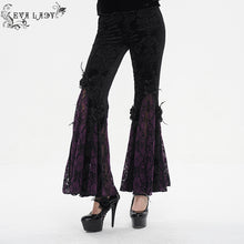 Load image into Gallery viewer, EPT01402 Black and purple Gothic velveteen embossed flared pants