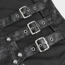 Load image into Gallery viewer, SKT181 Real two piece crackle leather flocked mesh fishtail skirt with chain