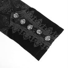 Load image into Gallery viewer, CT27001 Gothic pattern velvet long coat with multiple straps at the center front