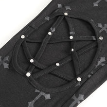 Load image into Gallery viewer, PT234 Knee star-shaped hollow out cross printing knitted trousers for women