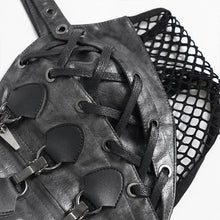 Load image into Gallery viewer, TT308 Punk Faux Leather Woven Heart-Shaped Strappy T-Shirt