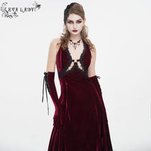 Load image into Gallery viewer, ESKT04302 Red Velvet halterneck strappy dress