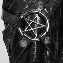 Load image into Gallery viewer, CT27601 Punk-Style Mid-Length Coat with Glossy Finish and Multiple Straps