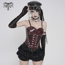 Load image into Gallery viewer, CST00902 Red Punk-Style Glossy Leather Strapless Corset