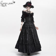Load image into Gallery viewer, ESKT07001 Gothic 3D velvet flower pattern skirt with corset