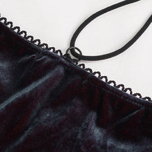 Load image into Gallery viewer, TT241 Wine velvet big lace flat shoulder short sleeves vest