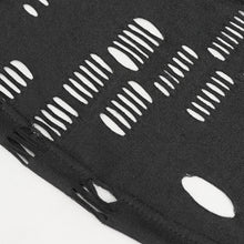 Load image into Gallery viewer, TT242 broken holes fine mesh and faux leather V-neck slim fit Short sleeve T-shirt