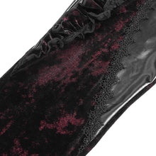 Load image into Gallery viewer, EPT02002 Black and Red Velvet-knit flared trousers with side ruffles