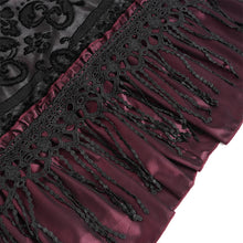 Load image into Gallery viewer, ESKT07002 Wine Gothic 3D velvet flower pattern skirt with corset