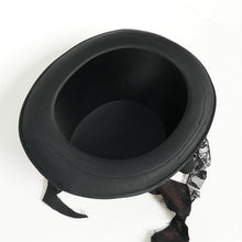 Load image into Gallery viewer, AS28501 Gothic Hand-Painted Top Hat with Side Ruffles and Tassels