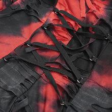 Load image into Gallery viewer, CT245 Black and Red women ragged Tie-dyed striped long-sleeved hooded long coat