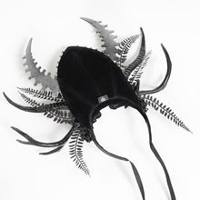 Load image into Gallery viewer, AS305 Halloween Antler and Antelope Horn Headband with Rose and Crescent Moon Accents