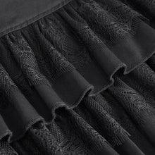 Load image into Gallery viewer, SKT195 Black gauze twill material with ruffles skirt