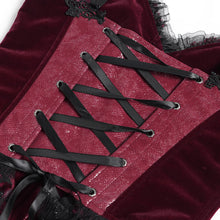 Load image into Gallery viewer, ECST01002 Red Gothic snake-print suede corset