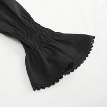 Load image into Gallery viewer, SHT10601 Black chiffon smocked lace stand collar women blouse