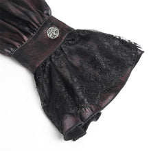 Load image into Gallery viewer, SHT15702 Wine Two-Tone Woven Long-Sleeve Gothic Shirt