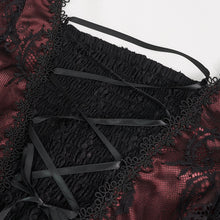 Load image into Gallery viewer, SKT171 Gothic wine red lace dropped waist dress