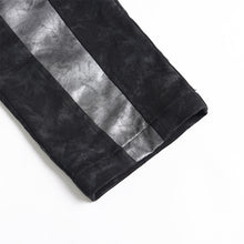 Load image into Gallery viewer, PT295 Gold-Stamped Twill and Faux Leather Paneled Punk Trousers