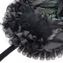 Load image into Gallery viewer, EAS022 Gothic long feather flower straw half hat