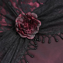 Load image into Gallery viewer, ESKT062 Burgundy rose jacquard fabric dress