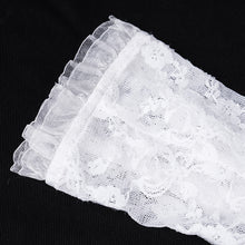 Load image into Gallery viewer, GE03702 Lolita White Rose Flower Mid-Length Ribbons Lace Gloves
