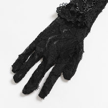 Load image into Gallery viewer, EGE006 Butterfly Lace, Mesh, and Beaded Chain Embellishment Gothic Long Gloves