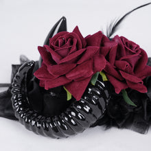 Load image into Gallery viewer, AS196 Black and red gothic party cosplay Devil Rose Horn Hairpin Headband