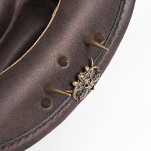 Load image into Gallery viewer, AS266A Punk brown cowboy hat with spiked brim