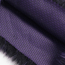 Load image into Gallery viewer, AS308 Black and purple fox fur mid-length plush leg warmers