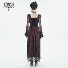 Load image into Gallery viewer, SKT171 Gothic wine red lace dropped waist dress