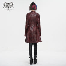 Load image into Gallery viewer, CT21302 RED Irregular rubberized faux leather contrasting stripe coat
