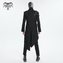 Load image into Gallery viewer, CT206 rubberized cross pattern leather shoulder loops asymmetrical men's long coat