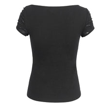 Load image into Gallery viewer, TT264 Tattered Knitted Short Sleeve Women's T-Shirt