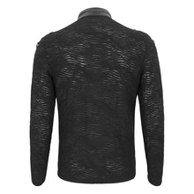 Load image into Gallery viewer, TT260 Punk knitted small stand collar men's T-shirt