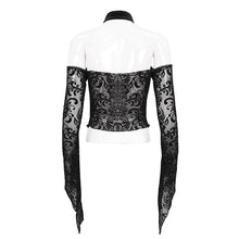 Load image into Gallery viewer, TT239 Inverted five-pointed star flocking strapless long sleeves T-shirt