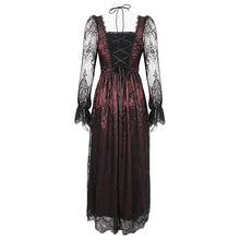 Load image into Gallery viewer, SKT171 Gothic wine red lace dropped waist dress