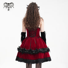 Load image into Gallery viewer, SKT20602 red women Lolita velvet suspenders dress