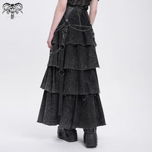 Load image into Gallery viewer, SKT233 Punk distressed long tiered skirt