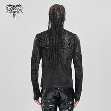 Load image into Gallery viewer, TT302 Circuit diagram flocked print stand-up collar punk T-shirt