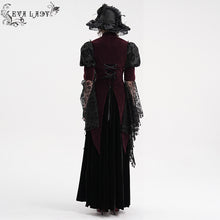 Load image into Gallery viewer, ECT01702 Black and red hollowed-out chest halter neck flared sleeves lace swallowtail coat