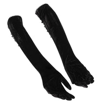 Load image into Gallery viewer, GE02501 Black velvet strap gloves