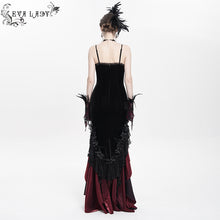 Load image into Gallery viewer, ESKT06302 Red Gothic fishtail dress with suspenders