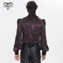 Load image into Gallery viewer, SHT15402 Wine Gothic Long-Sleeve Pleated Shirt with Bat-Wing Shoulder Flaps