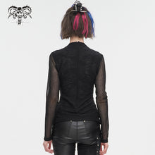 Load image into Gallery viewer, TT255 Diamond mesh stitching long sleeve strappy women's T-shirt