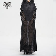 Load image into Gallery viewer, SKT181 Real two piece crackle leather flocked mesh fishtail skirt with chain
