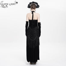 Load image into Gallery viewer, ESKT06501 Gothic velvet dress with fur collar